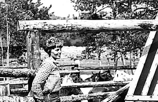 Amelia Earhart, ca. 1934–1936 at the Double D Ranch on the Wood River in northwest Wyoming. MS 3 Charles Belden Collection. P.67.1477