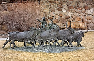 "Texas Gold" by T.D. Kelsey. Outdoor sculpture at the Center of the West. 14.12.19