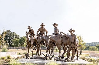 Dustin Payne. "The Legend, The Lore, The Law", 2016. Bronze. Fredericksburg, Texas.