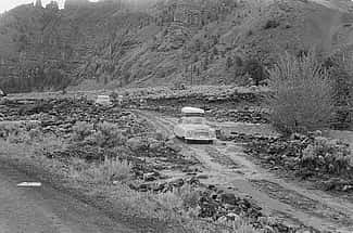 Rough road to Yellowstone photo, 1955. MS 89 Jack Richard Photography Collection, McCracken Research Library. PN.89.11.1847.20