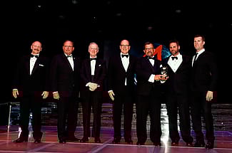 (L-R) Dr. Charles R. Preston, Draper Natural History Museum curator; Bruce Eldredge, Center of the West Executive Director; Barron Collier II, Chairman of the Center’s Board of Trustees; HSH Prince Albert II of Monaco; Dr. Craig M. Lee, University of Colorado; Dr. Gregory T. Pederson, U.S.G.S. Northern Rocky Mountain Science Center; and Dr. David McWethy, Montana State University.