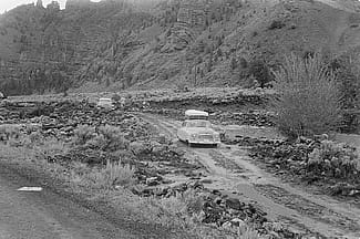 Rough road to Yellowstone photo, 1955. MS 89 Jack Richard Photography Collection, McCracken Research Library. PN.89.11.1847.20
