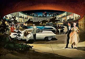 As a teenager, David North drew this elegant auto showroom.