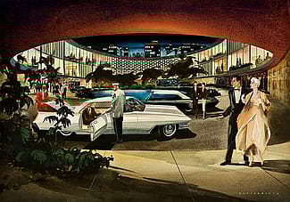 As a teenager, David North drew this elegant auto showroom.