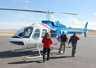 About to board a helicopter for an early April nest survey flight.