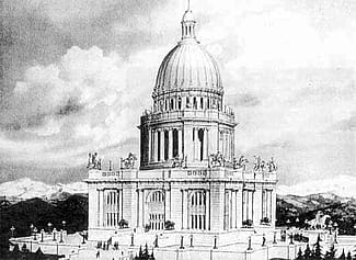 A drawing of the proposed Buffalo Bill mausoleum. Buffalo Bill Museum and Grave image, courtesy McCracken Research Library.