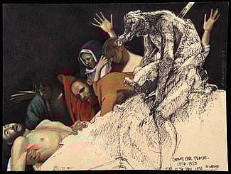 John Giarrizzo (b. 1955). Western Art, 2009. Multimedia collage on paper, 8 x 12 inches. Gift of the artist. 41.09