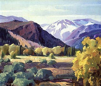 Edward Grigware (1899–1960). "Wyoming." Oil on canvas, 10.25 x 12.125 inches. 43.61