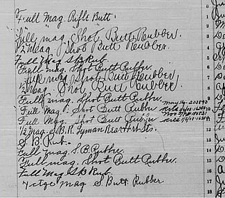 This is a page from the Winchester ledger books.