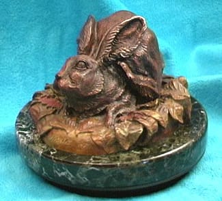 bronze rabbit sculpture