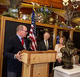Prince Albert II receives 'On Common Ground' sculpture from artist Herb Mignery
