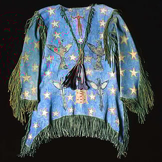 Ghost Dance shirt, Arapaho, ca. 1890. Chandler-Pohrt Collection. Gift of Searle Family Trust and the Paul Stock Foundation. NA.204.5