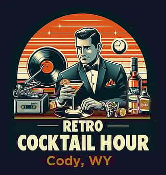 Retro look image of DJ in studio: Retro Cocktail Hour, Cody, WY