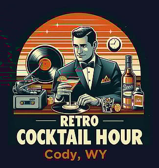 Retro look image of DJ in studio: Retro Cocktail Hour, Cody, WY
