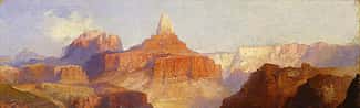 Thomas Moran (American, born England, 1837-1926). Zoroaster Peak (Grand Canyon, Arizona), 1918. Oil on canvas, 9 x 12 inches. Purchased by the Board of Trustees in honor of Peter H. Hassrick. 11.96 (detail)