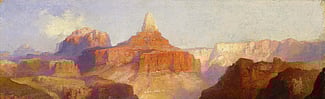 Thomas Moran (American, born England, 1837-1926). Zoroaster Peak (Grand Canyon, Arizona), 1918. Oil on canvas, 9 x 12 inches. Purchased by the Board of Trustees in honor of Peter H. Hassrick. 11.96 (detail)
