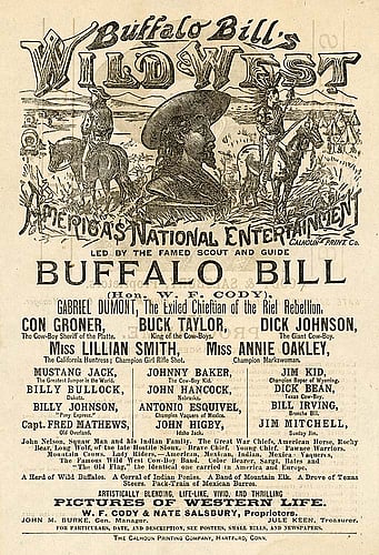 Wild West show program, 1886. MS6 William F. Cody Collection. MS 6 William F. Cody Collection, McCracken Research Library. MS6.1897.01