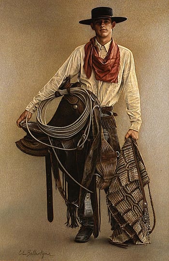 Carrie L. Ballantyne (b. 1956). "Great Basin Buckaroo," ca. 2004. Color pencil. William E. Weiss Purchase Award, 2004 Buffalo Bill Art Show & Sale. 10.04