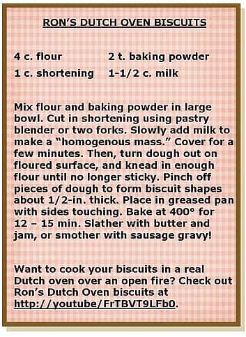 Ron's Dutch Oven Biscuits recipe Ron's Dutch Oven Biscuits recipe