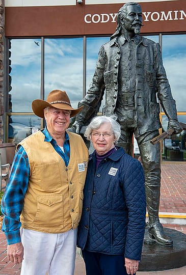 Charlie and Sue Abercrombie are longtime supporters of the Buffalo Bill Center of the West. Sculpture: Bob Scriver (1914-1999). Buffalo Bill - Plainsman, 1976. Cast by Modern Art Foundry, New York. Bronze. Museum purchase. 12.77