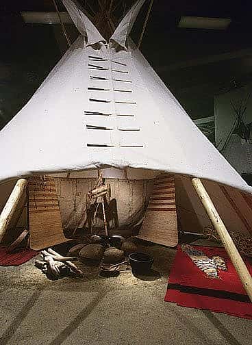 Canvas tipi in the Plains Indian Museum.