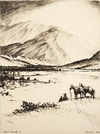 Hans Kleiber (1887 - 1967). "Eatons Ranch II," 1931. Etching. Gift of Lucille M. Wright. 31.71.198
