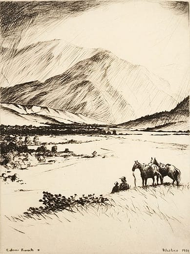 Hans Kleiber (1887 - 1967). "Eatons Ranch II," 1931. Etching. Gift of Lucille M. Wright. 31.71.198