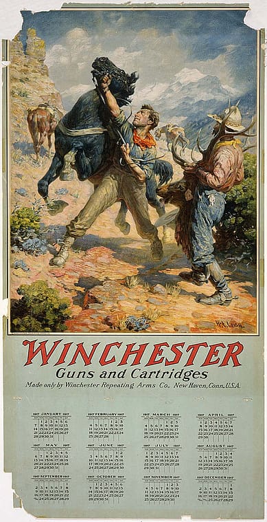 Winchester calendar, 1917. Gift of Olin Corporation, Winchester Collection. 1988.8.871