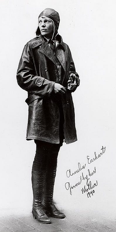 Amelia Earhart wearing trans-Atlantic flight jacket, ca. 1932. Smithsonian National Air and Space Museum, Washington, DC. NASM 78-16945