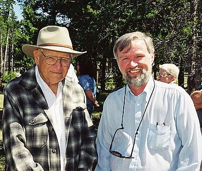 Aubrey Haines with Lee Whittlesey, who succeeded Aubrey as Yellowstone's Historian.