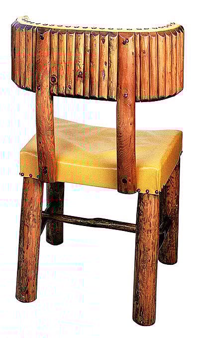 Chair. Lodgepole pine and leather. An unusual set of side chairs constructed with formed pole backs and shaped pole supports. Courtesy Robert D. Coe II, Cody, Wyoming