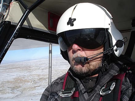 Research Assistant and pilot Richard Jones conducts flights to survey golden eagle nests twice each nesting season. Photo by Richard Jones.