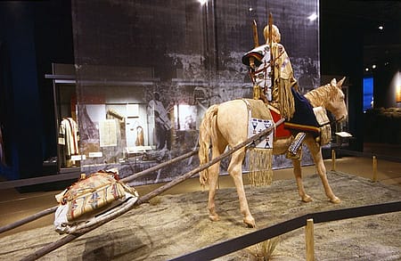 Travois in Cheyenne Migration exhibit in the Plains Indian Museum.