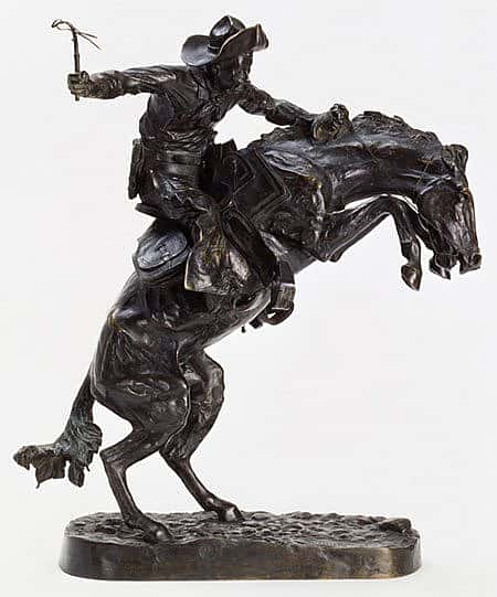 Frederic Remington's "The Broncho Buster," 1895. Bronze. Gift of G.J. Guthrie Nicolson Jr. and son in memory of their father/grandfather G.J. Guthrie Nicholson. 7.74