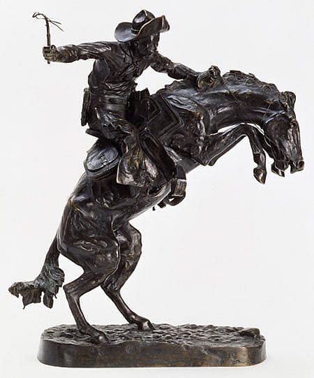 Frederic Remington's "The Broncho Buster," 1895. Bronze. Gift of G.J. Guthrie Nicolson Jr. and son in memory of their father/grandfather G.J. Guthrie Nicholson. 7.74