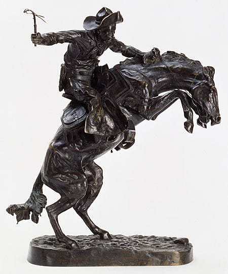 Frederic Remington's "The Broncho Buster," 1895. Bronze. Gift of G.J. Guthrie Nicolson Jr. and son in memory of their father/grandfather G.J. Guthrie Nicholson. 7.74