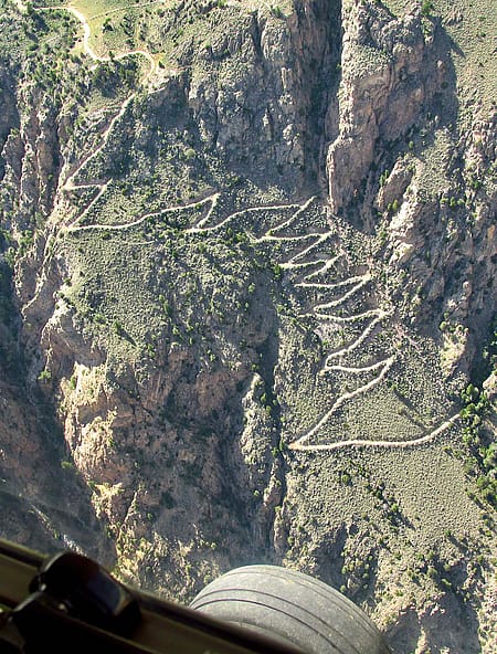 Switchbacks seen from the air.