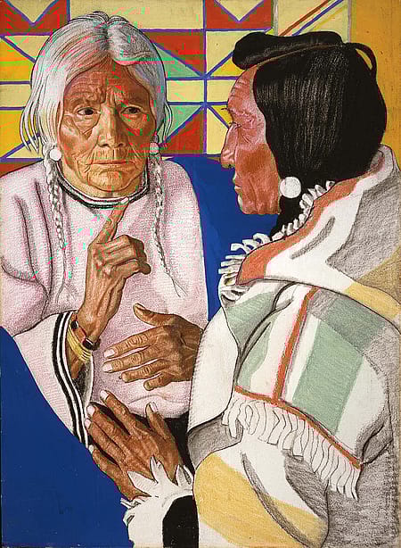 Winold Reiss, "Man and Woman, Sign Talking," ca. 1929, gouache and pastel. 9.71