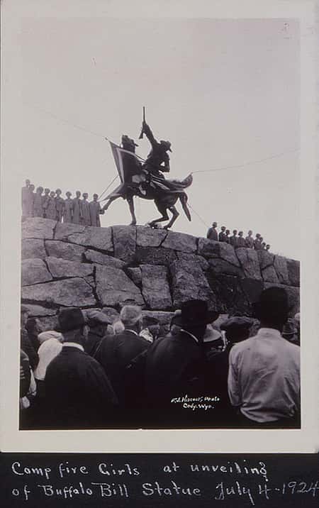 Campfire Girls at dedication of "The Scout," July 4, 1924, Cody, Wyoming. F.J. Hiscock photograph. Gift of the Kerper Family. P.61.17