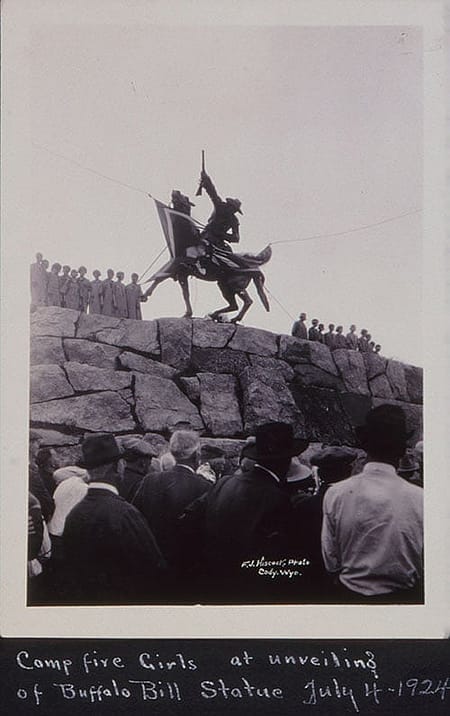 Campfire Girls at dedication of "The Scout," July 4, 1924, Cody, Wyoming. F.J. Hiscock photograph. Gift of the Kerper Family. P.61.17