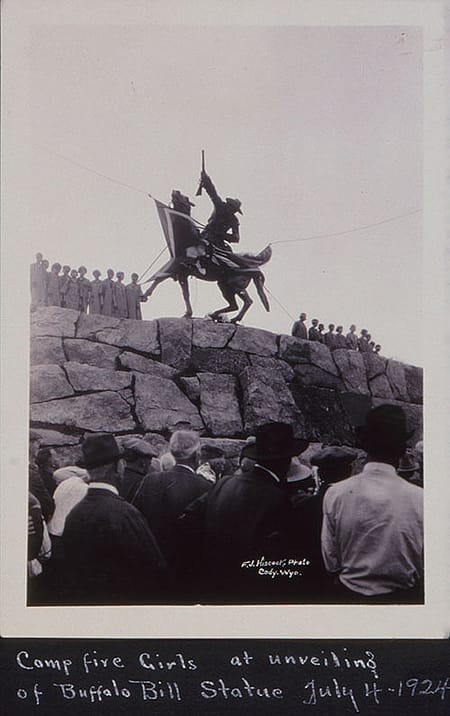 Campfire Girls at dedication of "The Scout," July 4, 1924, Cody, Wyoming. F.J. Hiscock photograph. Gift of the Kerper Family. P.61.17