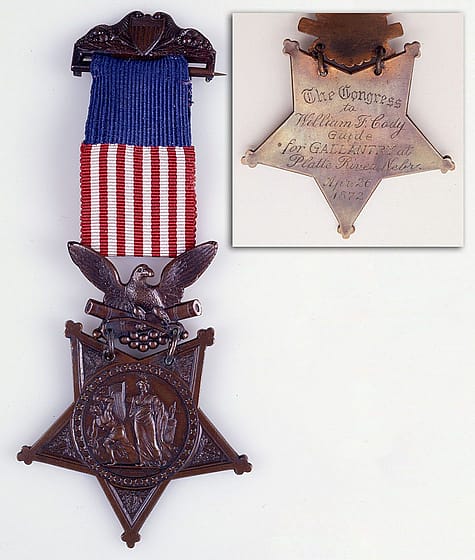 Buffalo Bill Cody's Congressional Medal of Honor, with inset showing inscription on the reverse. 1.69.2036