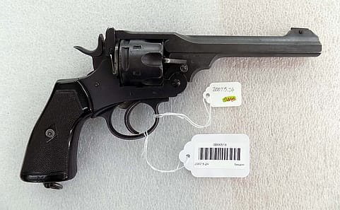 Webley .445 Mk VI. Gift of Patricia Ann Prince, in loving memory of her husband, Walter Duquesne Prince 1943 - 2006. 2007.5.24