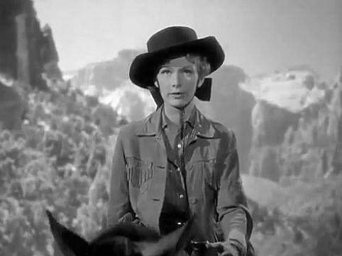 Veronica Lake as Connie Dickason. Sceenshot taken by Leah Madsen. Ramrod. Directed by Andre D. Toth. Republic Pictures Home Video, 1947.