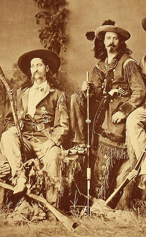 James Butler "Wild Bill" Hickok and William F. "Buffalo Bill" Cody in 1873, dressed for the stage. MS 6 William F. Cody Collection. P.6.908 (detail)