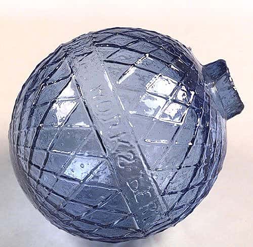 A Treasure from our West: Cross-hatch patterned blue glass target ball. 1.69.2083
