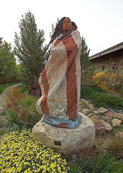 Harry Jackson Trust 2006. All rights reserved. Harry Jackson (1924-2011), "Sacagawea," 1980, cast by Wyoming Foundry/Studios Camaiore Italy. Painted bronze, 114 inches. Gift of Mr. and Mrs. Richard J. Cashman. 5.80