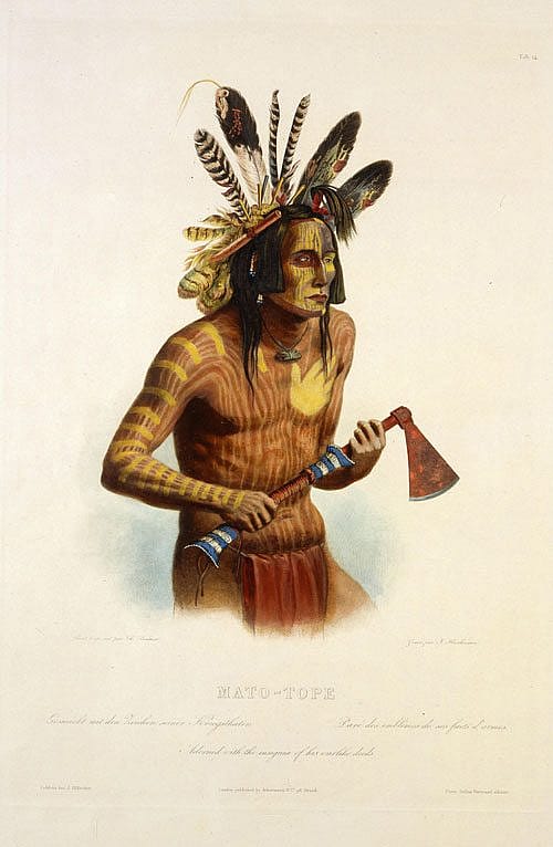Karl Bodmer (1809-1893). Mato-Tope, Mandan, ca. 1840. Gift of Clara S. Peck. 21.69.14