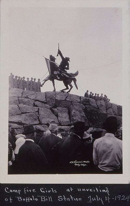 Campfire Girls at dedication of "The Scout," July 4, 1924, Cody, Wyoming. F.J. Hiscock photograph. Gift of the Kerper Family. P.61.17