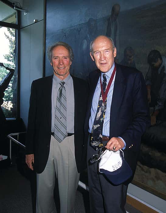 Al Simpson with Crow Elder and Plains Indian Museum Advisory Board member Joe Medicine Crow, 2011.